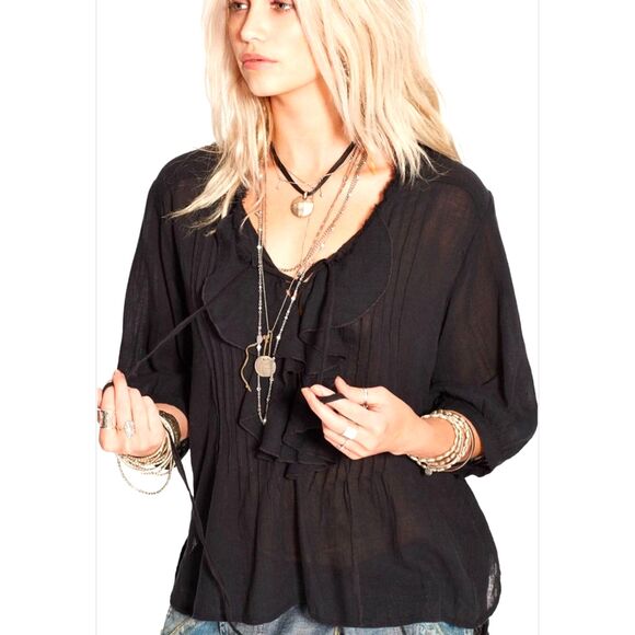 DENIM & SUPPLY RALPH LAUREN Gauzy Boho Peasant Top Hippie Indie Western Large - Picture 1 of 6